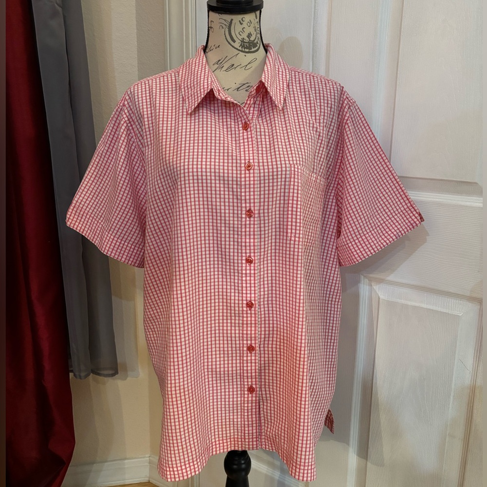 Bobbie Brooks Uptown Pink Checkered Button Down Shirt